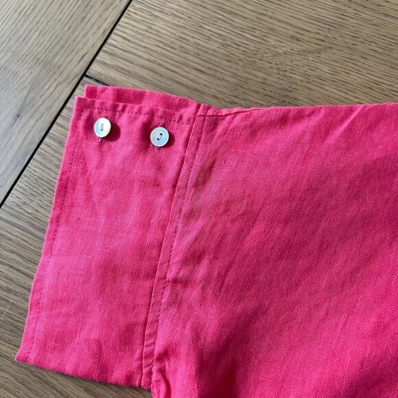 LJC Designs Womens Linen Button Up Tunic Top Bright Pink One Size Resort Beachy - Picture 4 of 6